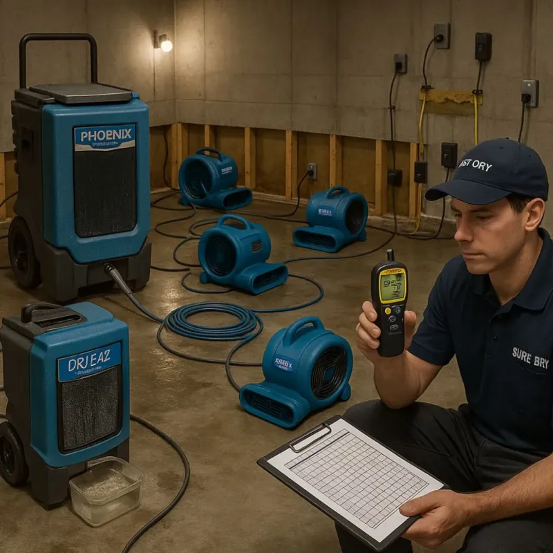 Structural Drying and Dehumidification process in Anson, TX